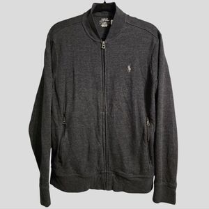 Polo by Ralph Lauren Zip-Up Sweater Men's Medium Charcoal Mock Heathered Pony